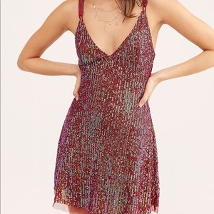 - Free People Red Gold Rush Slip